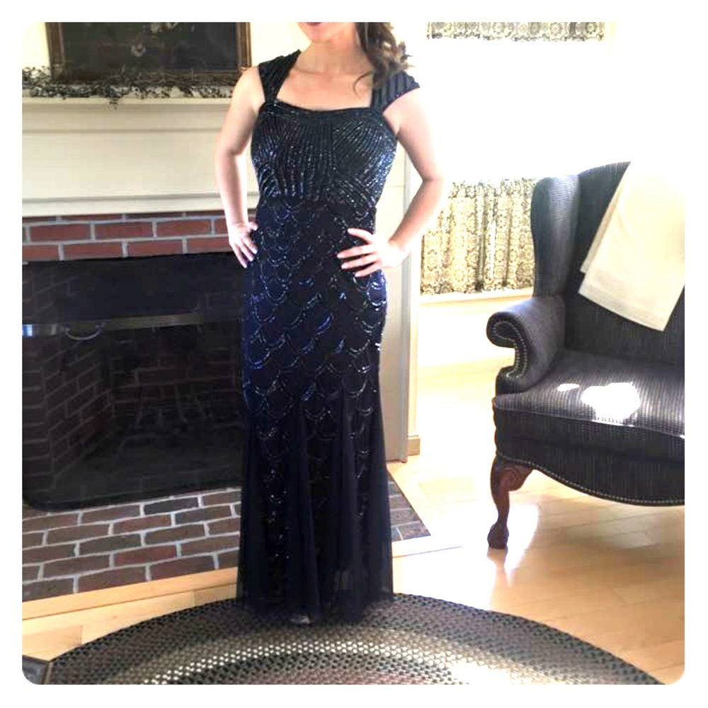 BLUE SEQUIN PROM DRESS